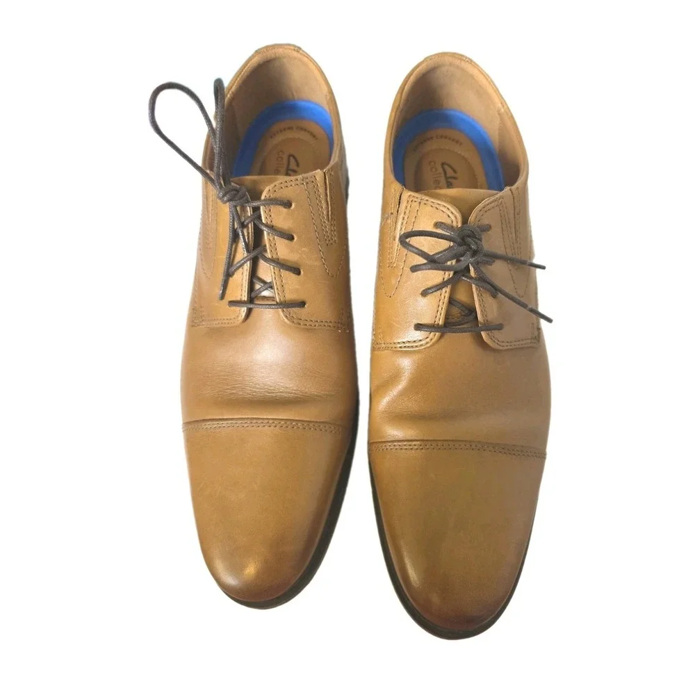 Clarks Mens Tan/Light Brown Tilden Cap Shoes US 13W